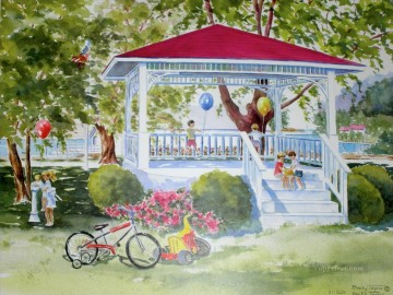 庭園 Painting - 公園の庭の子供たち
